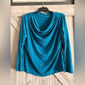Croft & Barrow Teal Draped Neck Blouse